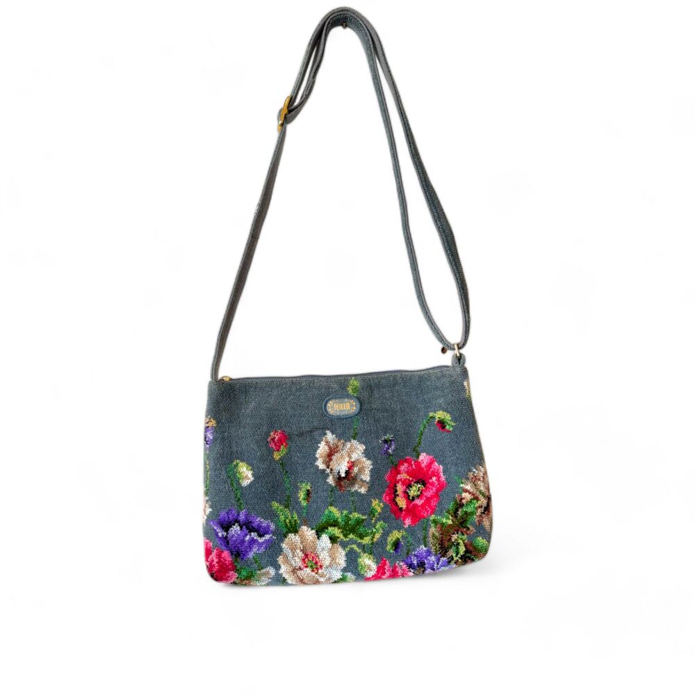 Vintage Feilers Crossbody Midcentury Floral Tapestry Bag